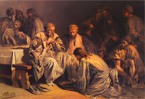 Humility - Humble Believers 2 Humility - Jesus Washing the Disciples Feet - Albert Robida 1848 to 1926